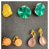 Vintage Jewelry Collection: Peace Sign Pendant Necklace w/ Leather Rope & Clip-On Earrings - display not inc