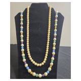 Set of Faux Pearl and Multi-Colored Bead Necklaces - display not inc