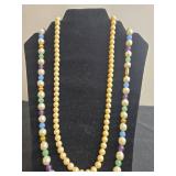 Set of Faux Pearl and Multi-Colored Bead Necklaces - display not inc