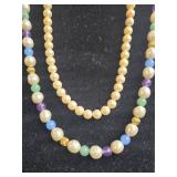 Set of Faux Pearl and Multi-Colored Bead Necklaces - display not inc