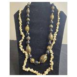 Set of Two Beaded Necklaces with Bold Designs