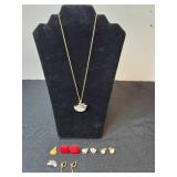 Vintage Jewelry Collection: Necklace and Assorted Clip Earrings Inc VTG Telephone Design