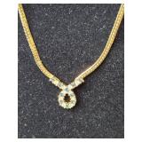 Gold-Tone Jewelry Set with Necklace and Earrings Featuring Blue Gemstones