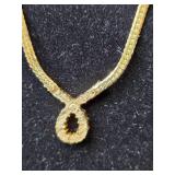 Gold-Tone Jewelry Set with Necklace and Earrings Featuring Blue Gemstones