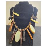 Set of Unique Handcrafted Necklaces and 1 Wooden Bracelet