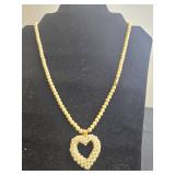 Set of Faux Pearl Necklaces - One with Heart Pendant