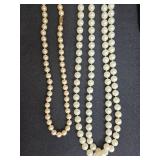 Set of Faux Pearl Necklaces - One with Heart Pendant