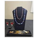 Collection of Jewelry Including Beaded Necklaces, Bracelet in Orig Box, and Festive Earrings
