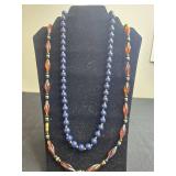 Lot of Beaded Necklaces with Blue and Red Beads