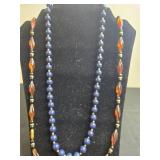 Lot of Beaded Necklaces with Blue and Red Beads