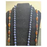 Lot of Beaded Necklaces with Blue and Red Beads