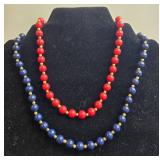 Lot of Beaded Necklaces with Blue and Red Beads