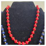 Lot of Beaded Necklaces with Blue and Red Beads