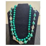 Vintage Costume Jewelry Bead Necklaces - Green and Red