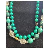 Vintage Costume Jewelry Bead Necklaces - Green and Red