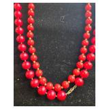 Vintage Costume Jewelry Bead Necklaces - Green and Red