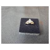 Xavier Triangular Cut Faux Diamond Costume Engagement Ring with Intricate Band