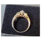 Xavier Triangular Cut Faux Diamond Costume Engagement Ring with Intricate Band