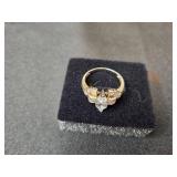 Xavier Triangular Cut Faux Diamond Costume Engagement Ring with Intricate Band