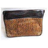 Vintage Genuine Leather Bag with Cheetah Print Design