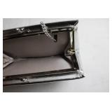 Metallic Silver Clutch Bag with Chain Strap