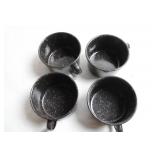 Set of 4 Black Speckled Enamel Cups and 7 Assorted Drinking Glasses