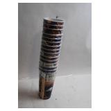 Set of 10 Stacked Plastic Drinking Cups with Abstract Design