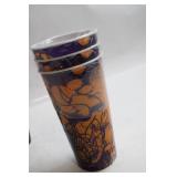 Set of 10 Stacked Plastic Drinking Cups with Abstract Design