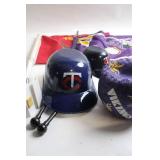 Minnesota Vikings and Twins Fan Collection with Hats, Flags, and Ornaments
