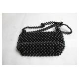 Black Beaded Handbag with Shoulder Strap