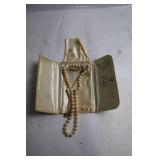 Vintage Pearl Necklace with Sterling Clasp in Gold Pouch
