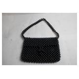 Vintage Beaded Black Handbag with Shoulder Strap