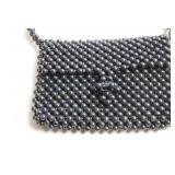 Vintage Beaded Black Handbag with Shoulder Strap