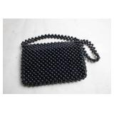 Vintage Beaded Black Handbag with Shoulder Strap