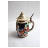 Vintage German Beer Stein with Pewter Lid - 6 Inches