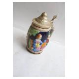 Vintage German Beer Stein with Pewter Lid - 6 Inches