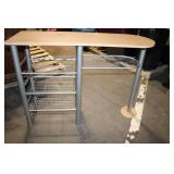 Wine Rack Table with Metal Shelving and Wooden Top