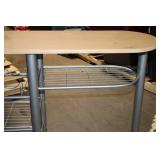 Wine Rack Table with Metal Shelving and Wooden Top