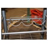 Wine Rack Table with Metal Shelving and Wooden Top