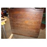 Vintage Wooden Church Pew with Green Upholstery