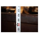 Vintage Wooden Church Pew with Green Upholstery