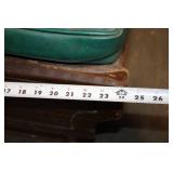 Vintage Wooden Church Pew with Green Upholstery