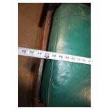 Vintage Wooden Bench with Green Cushions