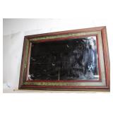 Art Masters Framed Rectangular Mirror with Red and Green Accents