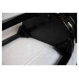 Antique Black Floral Accent Table with Single Drawer