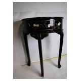 Antique Black Floral Accent Table with Single Drawer