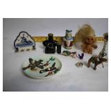 Collection of Vintage Miniature Figurines and Trinket Dishes