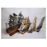 Set of 4 Detailed Model Ships with Historical Designs