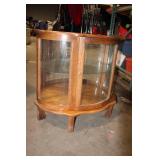 Wooden Curved Glass Display Cabinet with Shelves