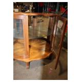 Wooden Curved Glass Display Cabinet with Shelves